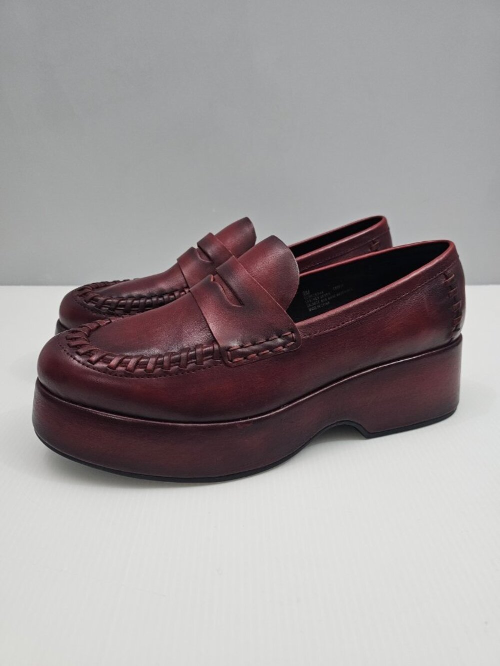 Kork Ease Pixie Platform Penny Loafer Womens 9 Dark Brick Red Leather Wedge NEW - Picture 1 of 14